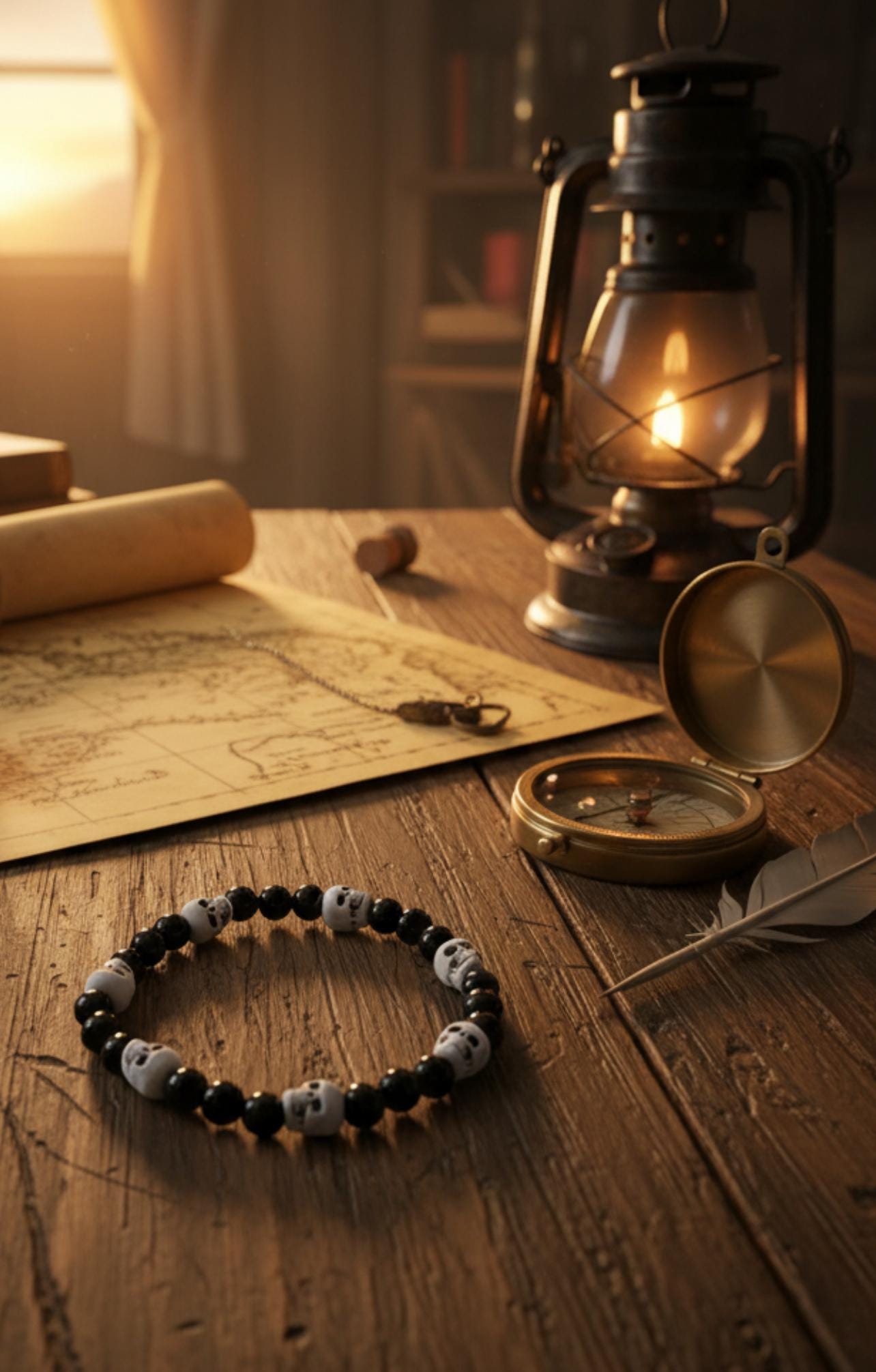 Skull Bead Bracelet: Pirate Jewelry