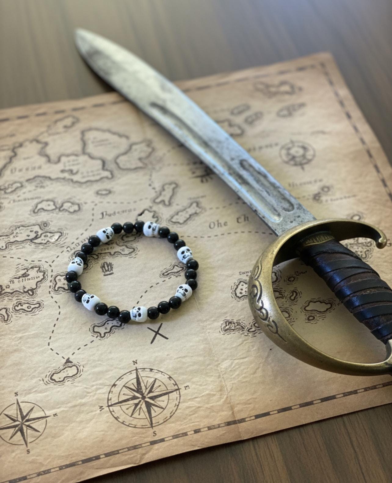 Skull Bead Bracelet: Pirate Jewelry